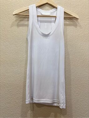 ALLÔ MARTINEZ White Ribbed Racerback Tank Guitar Logo Indie Sleaze Edgy Basic